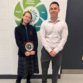 Chaylin Telford of St Conleth’s Community College, Newbridge receiving the prestigious Rosemarie O’Connor Award 