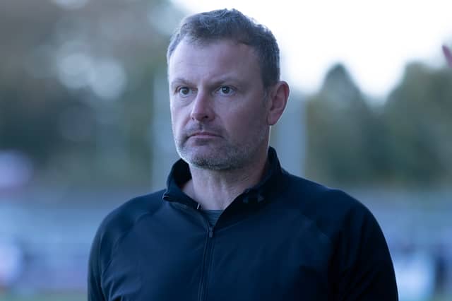 The determined look of Maynooth Senior Football Manager Ross Glavin as he guides his side to their first Kildare Senior Football Championship final in 110 years