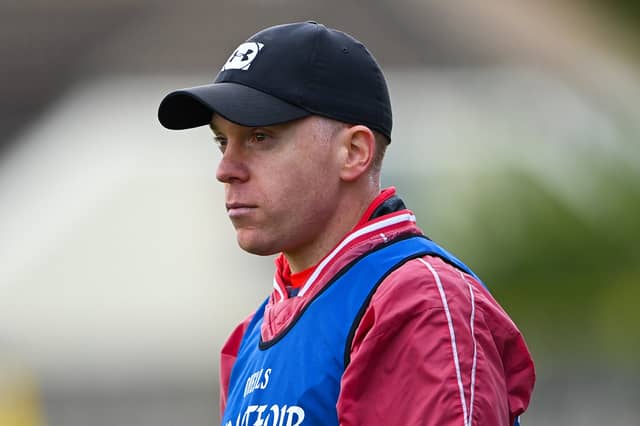 Vinnie Walsh during his time as Athy manager during the 2020 Kildare County Senior Football Championship Final match between Moorefield and Athy at St Conleth's Park