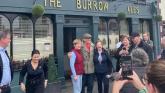 Bruce Springsteen meets locals outside The Burrow pub in Rathangan last year 