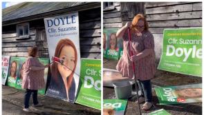 WATCH: Kildare council candidate 'cleaning old posters rather than printing new ones'