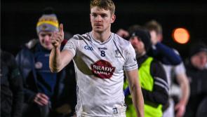 Kildare captain Kevin Feely reacts to getting promoted after Antrim win