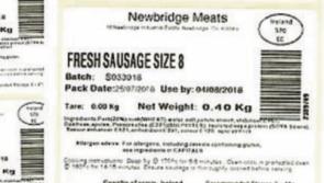 Salmonella scare in Newbridge Meats sausages