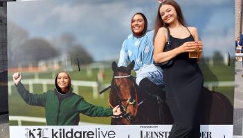 Punters sharing the fun of the Rachel Blackmore photo booth at Punchestown on day 4. Use the arrows above or the next icon below to scroll through our gallery from the booth. 