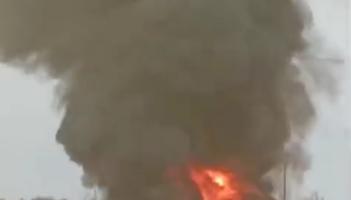 PHOTOS: Bus bursts into flames near Kildare border