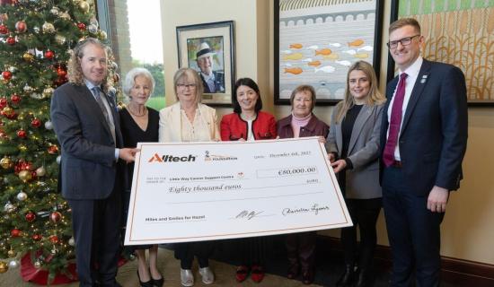 Dr. Mark Lyons, Alltech; Deirdre Lyons, Alltech; Mary Lube, Alltech Dunboyne; Dearbhail McKee and Margaret Brereton, Little Way; Grace O&rsquo;Neill, Pearse Lyons Distillery; and Dr. Richard Lally, Alltech