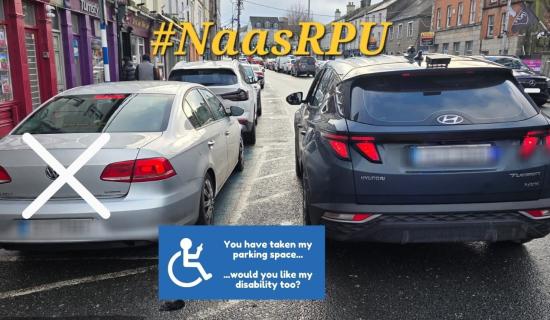 Motorist reprimanded by garda&iacute; for parking in disabled bay located in Kildare 