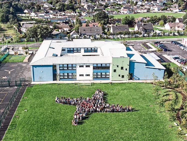 Kildare town schools make human St Brigid’s Cross for promotion video