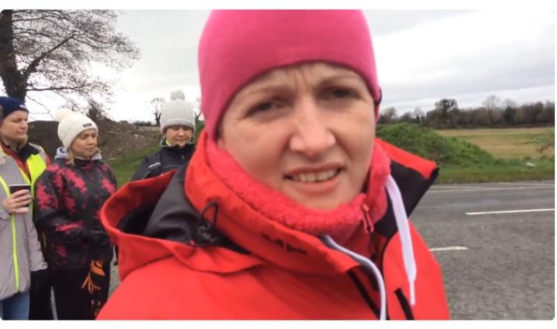 WATCH: Cork mum Vera Twomey reaches Kildare on her walk to Dáil to get medicine for her sick daughter