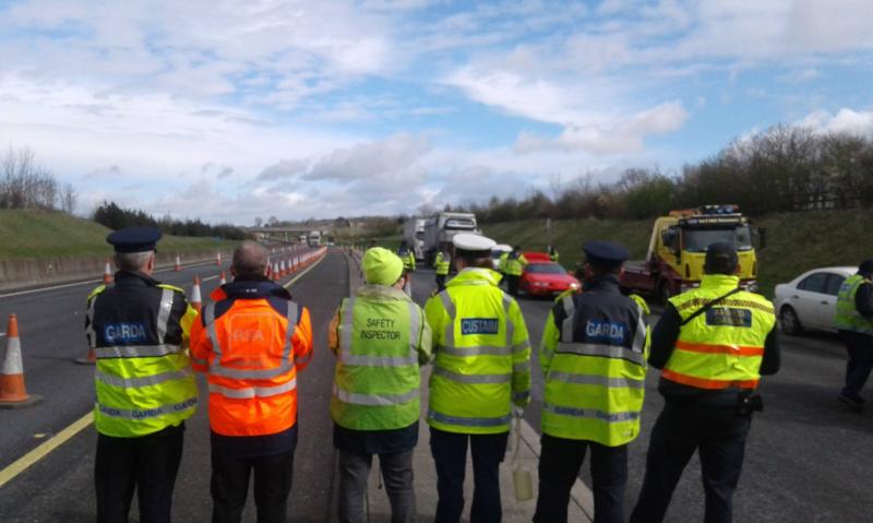 Major garda motorway checkpoint in operation in Kildare this morning