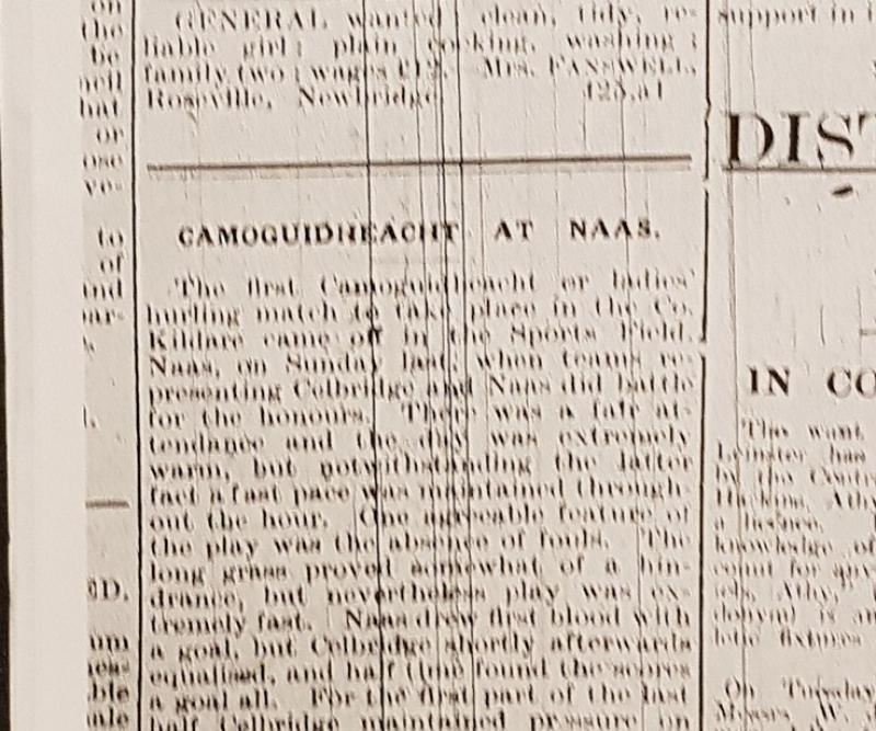 Throwback Thursday: First ladies camogie match in Kildare played 100 years ago