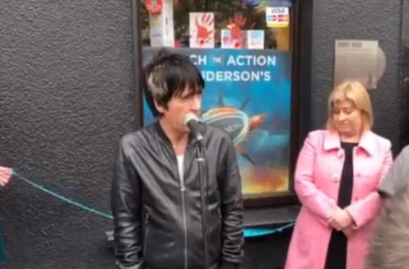 WATCH: The Smiths guitarist Johnny Marr pays tribute to man killed in Athy yesterday as he dedicates musical plaque in parents' hometown