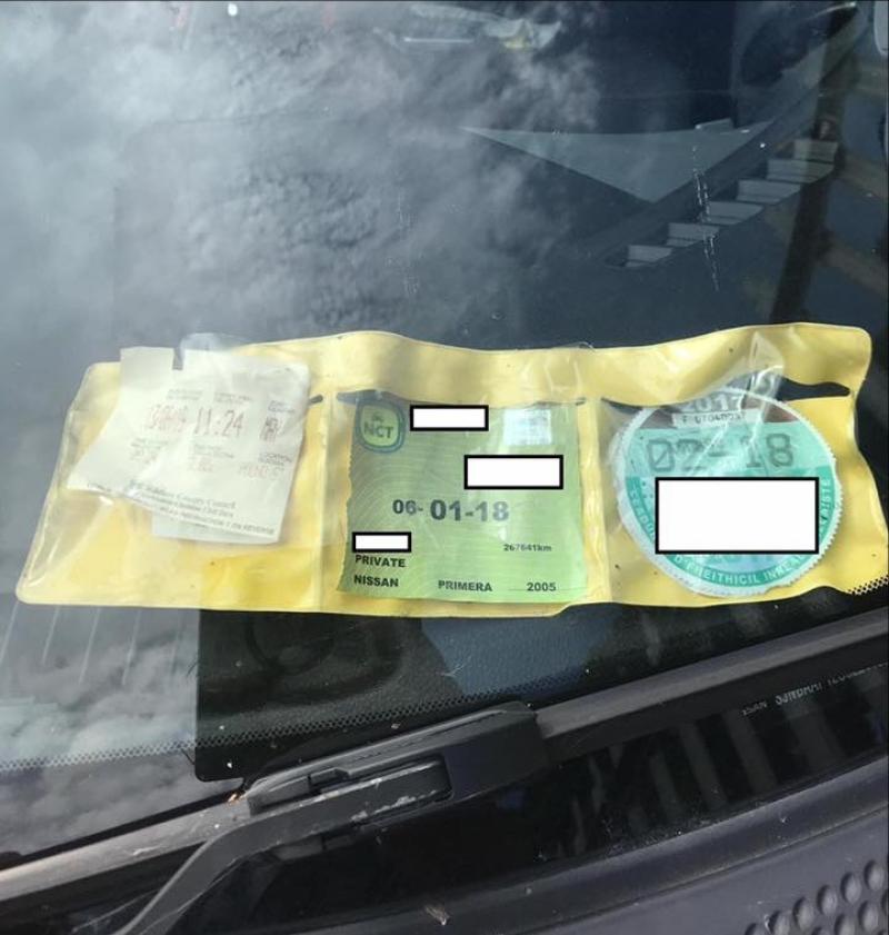 Kildare gardai stop driver who had parking ticket as insurance disc
