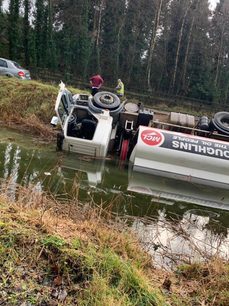 FREAK ACCIDENT: Driver's lucky escape as tanker topples  into Kildare canal