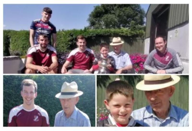 Caragh junior football champions pay visit to former player and trainer 
