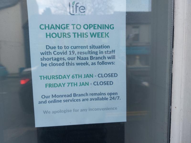 Kildare credit union branch closes over Covid-19