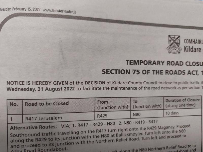 PLIGHT: Tension levels rise  as Kildare closes the road the Jerusalem