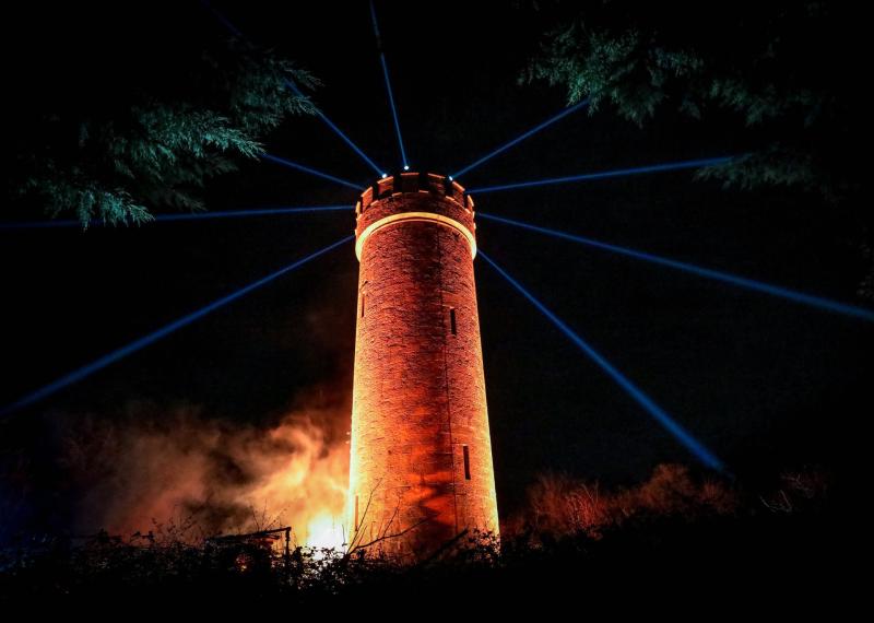 Hil of Allen lit up for St Brigid's Eve by IntoKildare tourism board 