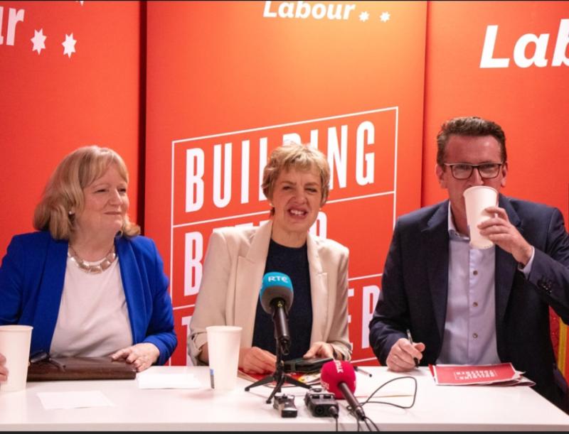 Cllr Angela Feeney at the launch with Party Leader Ivana Bacik and MEP Aodhán Ó Ríordáin