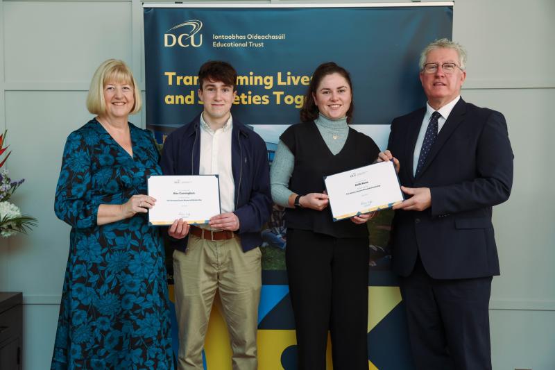 Aoife Kane from Caragh is presented with the Veronica Guerin Washington Memorial Scholarship.