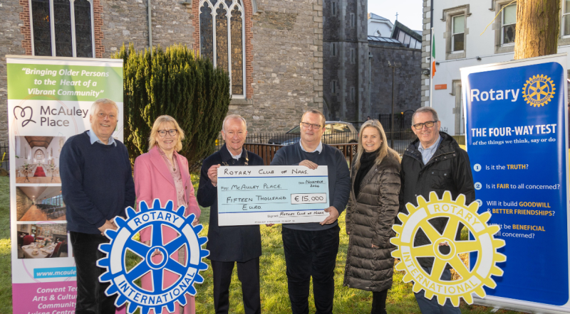 Rotary Club of Naas present cheque to McAuley Place