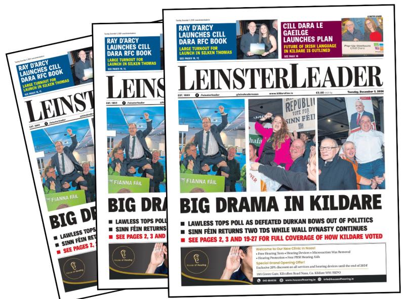 The front page of this week's LEINSTER LEADER  with our General Election Supplement 