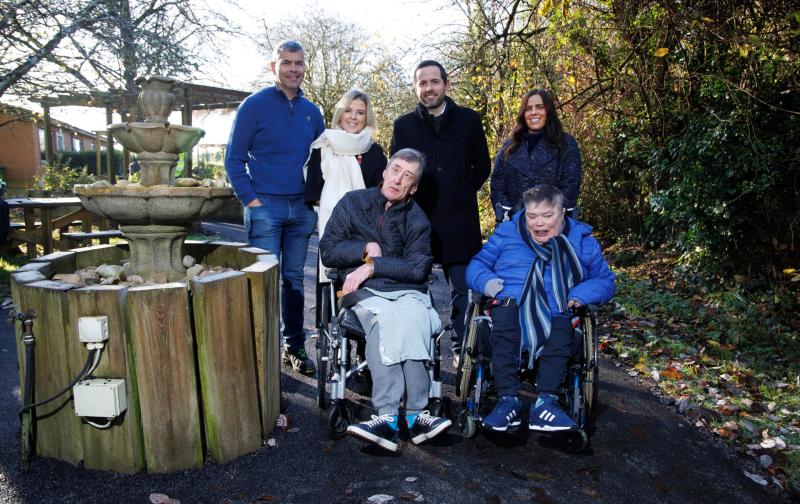 The Intel team are pictured with residents of Tearmann Mhuire