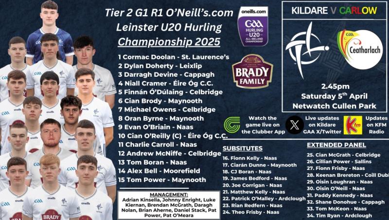 Kildare U20 hurling team named