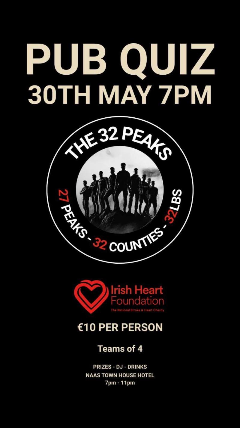 Kildare 32 peaks challenge quiz in Naas tonight