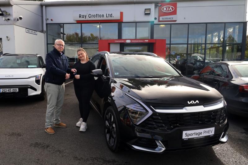 Grace Keegan from Clonbullogue, Co. Offaly, who was presented this week with the keys to her new car by Ray Crofton of Ray Crofton Motors, Celbridge.