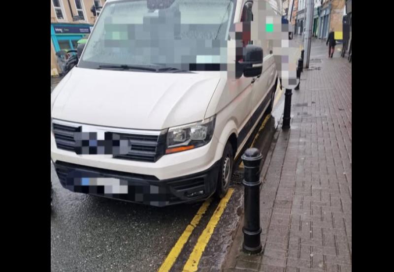 Delivery driver illegally parked in this Kildare town