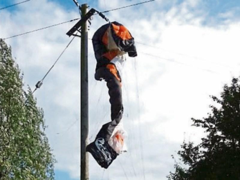 Lucky escape for paraglider pilot after he collided with Kildare power lines