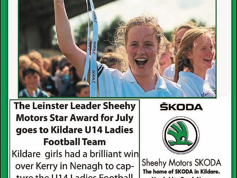 Kildare U14 Ladies All Ireland champs win Leinster Leader-Sheehy Motors July Sports Award