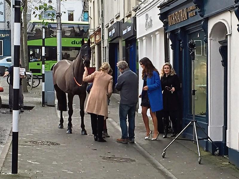 Naas Main Street stops for the horse and the model