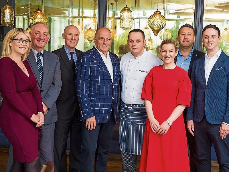 Celebrities, staff and supporters at the launch of the new Naas restaurant today