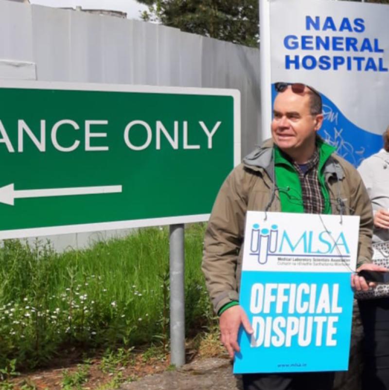 Kildare medical scientists outside Naas General Hospital suspend strike action