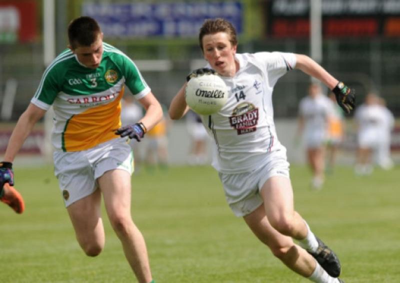Neil Flynn of Kildare gets past James Lalor of Offaly in the Electric Ireland Leinster minor football championship quarter final at St Conleth's Park, Newbridge. Picture: Adrian Melia