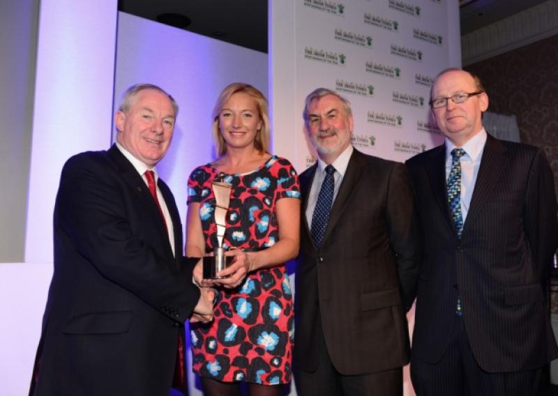 Michael Ring, Minister of State for Tourism and Sport; Aoife Clark; Kieran Mulvey, chairperson of the Irish Sports Council and Kevin OSullivan, editor of The Irish Times.