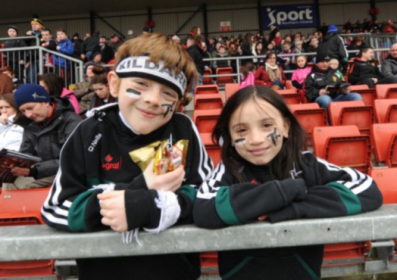 Michael Breen, Kilmead, and Isobel Pierre, Sallins, supporting Kildare against Down in the AFL game at Newry. Picture: Adrian Melia
