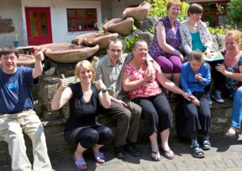 Group at Dunshane Camphill Community, who will go on holiday despite the theft of their holiday savings from Dunshane last week, (l-r) Ian, Thomas, Imelda, Geraldine, Rachel, Mary, and Shonach.        Photo Tony Keane.