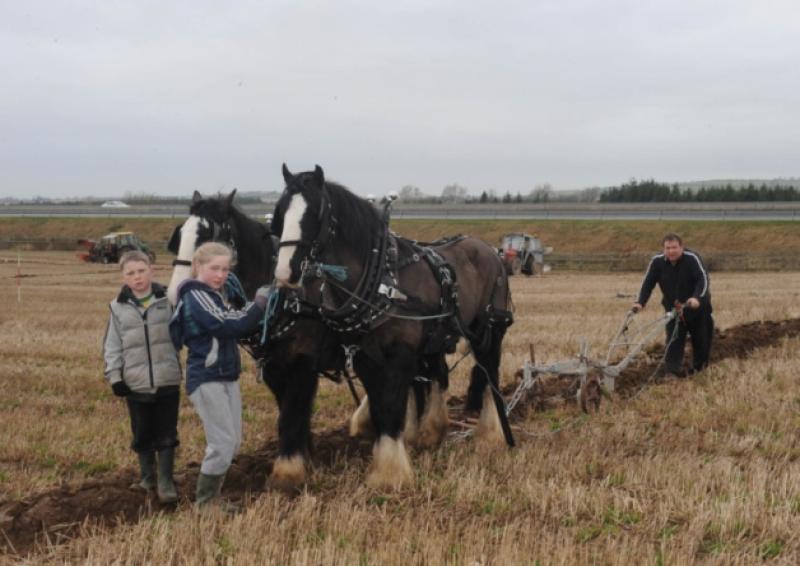 Kildare Ploughing Association Championships at Kilgowan. Pictured are Eoin, Tara, Philip Jacob, from Caragh.   Photo. Jimmy Fullam.