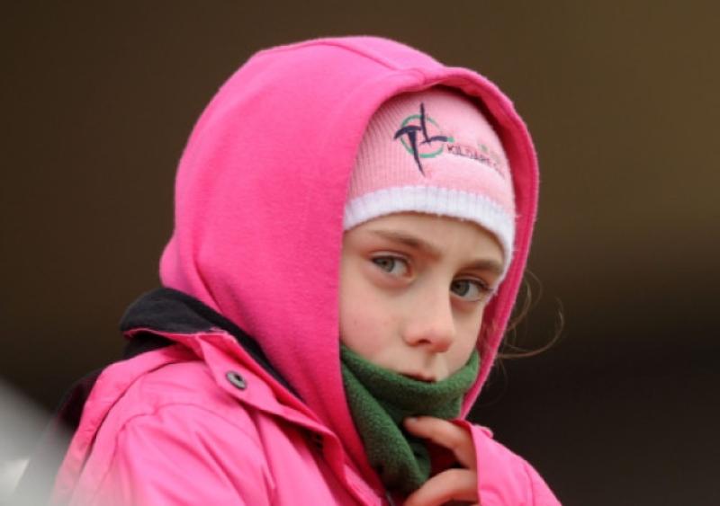 Kildare fan Ava Cuddihy against Down in the AFL game at Newry. Picture: Adrian Melia