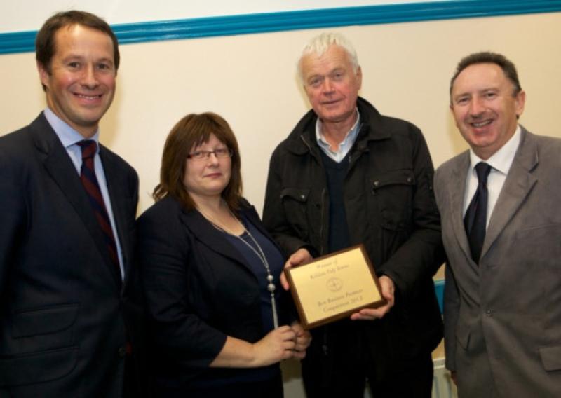 John Conway, Chairman, Kildare Town Tidy Towns; Bridget Loughlin. Kildare County Council; overall winner Best Business Premises, Joe Flanagan of Silken Thomas; and Joe Boland, Kildare County Council;  pictured at Kildare Tidy Town Awards Night. Photo Tony Keane.