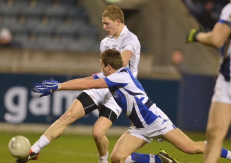 Kildare's Daniel Flynn scores a goal against Laois in the Leinster under 21 football semi final at Parnell Park. Photo: Adrian Melia