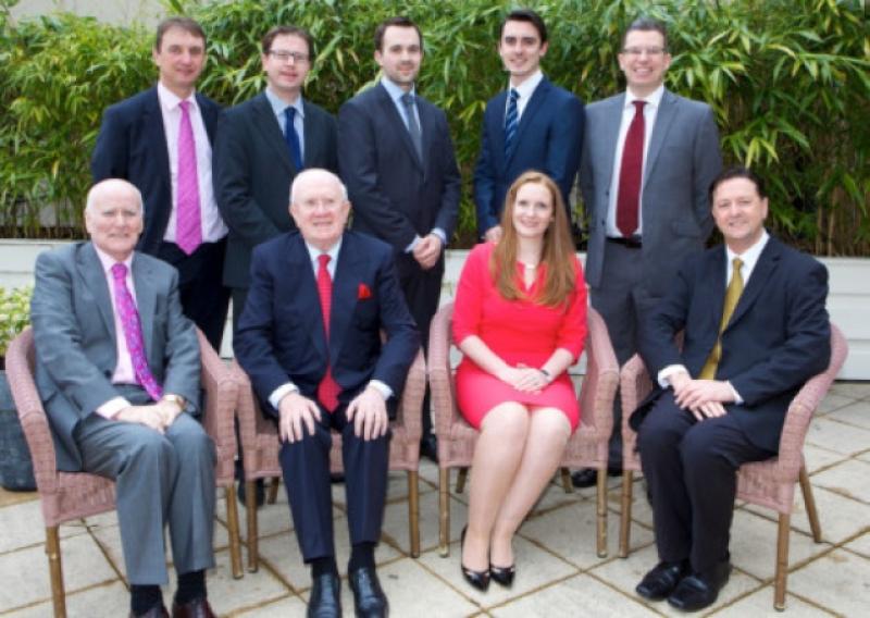 MEP Pat 'The Cope' Gallagher (seated 2nd left) with Fianna Fáil Local Election Kildare North candidates, (seated from left) Willie Callaghan, Naas; Grainne Whelan, Celbridge; Ben Doyle, Maynooth; (standing from left) Daragh Fitzpatrick, Maynooth; James Lawless, Naas; Robert Power, Naas; Naoise, Ó Cearúil, Maynooth; Paul Ward, Maynooth; pictured a the launch of their campaign in the Westgrove Hotel, Clane, Saturday, March 29.  Photo  Tony Keane.