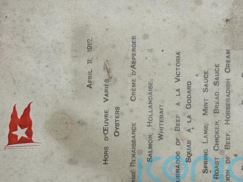 Titanic's first class dinner menu from day liner departed Ireland is expected to fetch huge money