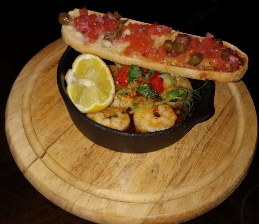 My favourite dish on the tapas menu at Cooke's - prawns cooked in hot oil, with chilli, garlic and herbs ad served with a crostini 