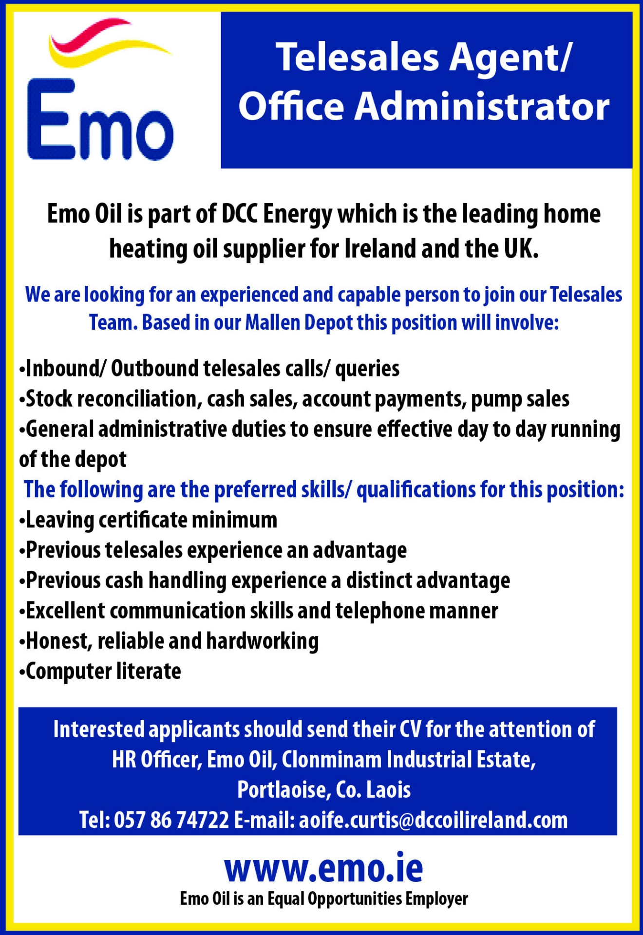 Jobs Alert Emo Oil is hiring Kildare Live