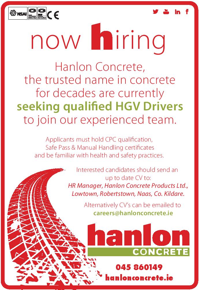 JOBS ALERT Hanlon Concrete looking for HGV drivers Laois Live