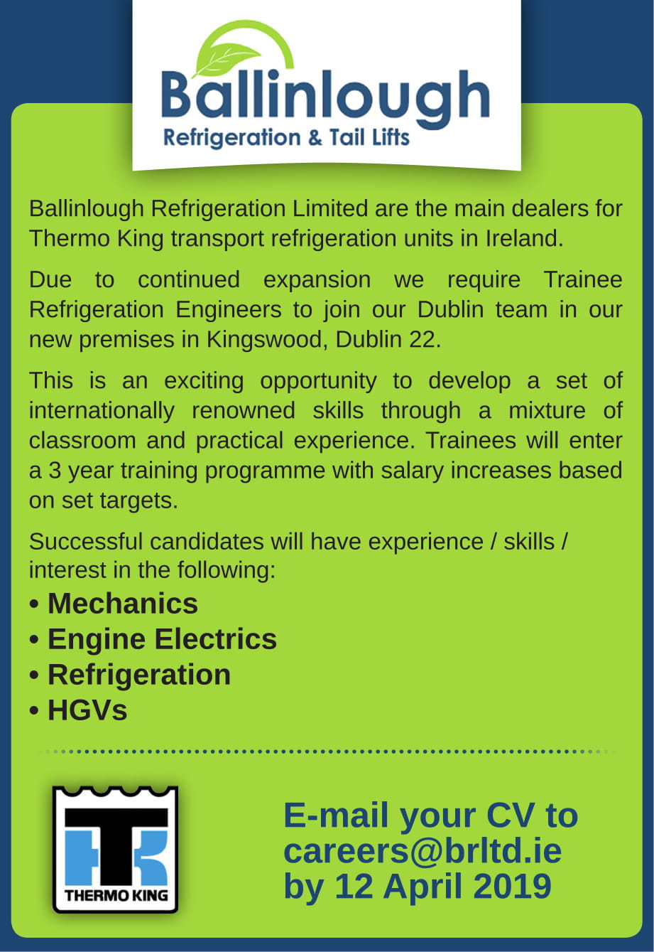 JOBS ALERT Exciting job opportunity at Ballinlough Refrigeration Ltd